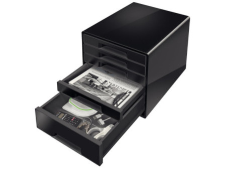 LEITZ Bloc de classement WOW CUBE, 5 tiroirs, noir/gris