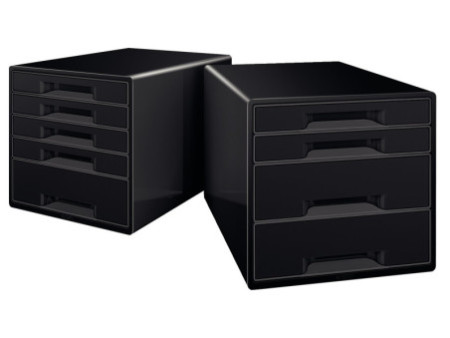 LEITZ Bloc de classement WOW CUBE, 5 tiroirs, noir/gris