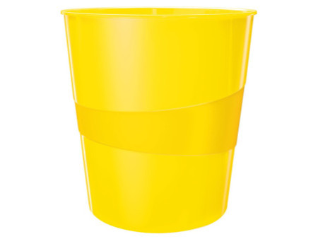 LEITZ Corbeille à papier WOW, en plastique, 15 litres, jaune