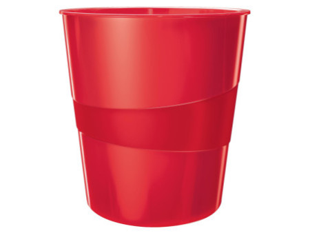 LEITZ Corbeille à papier WOW, en plastique, 15 litres, rouge
