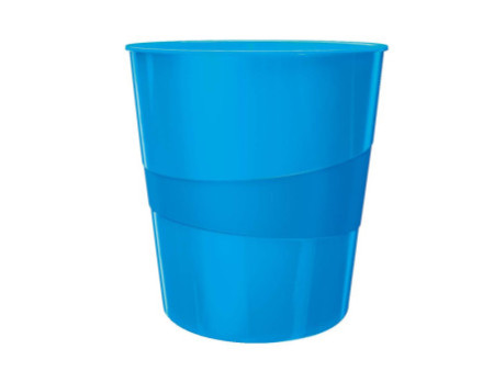 LEITZ Corbeille à papier WOW, en plastique, 15 litres, bleu