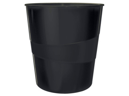 LEITZ Corbeille à papier WOW, en plastique, 15 litres, noir