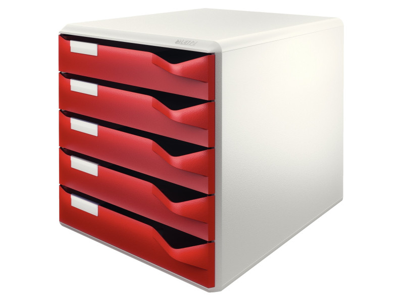LEITZ Module de classement Post-Set,5 tiroirs, gris/bordeaux