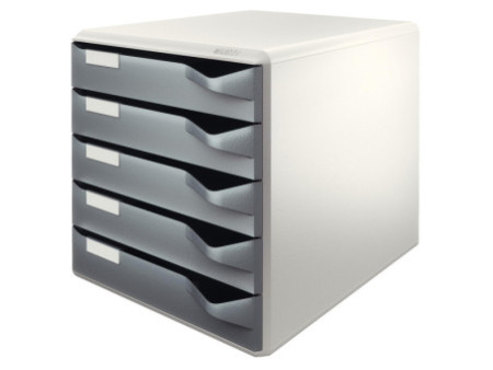 LEITZ Module de classement, 5 tiroirs, gris-clair/gris-foncé