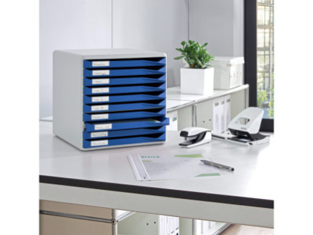 LEITZ Module de classement formulaires,10 tiroirs,gris/bleu