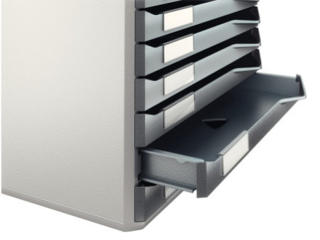 LEITZ Module de classement, 10 tiroirs, gris clair/gris