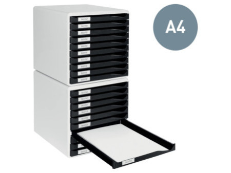LEITZ Module de classement formulaires,10 tiroirs,gris/noir