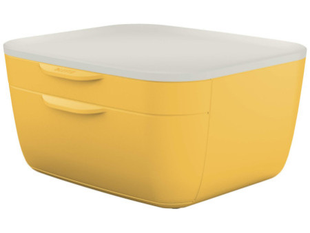 LEITZ Bloc de classement Cosy, 2 tiroirs, jaune/gris clair