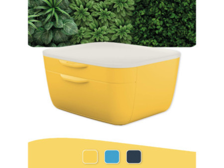 LEITZ Bloc de classement Cosy, 2 tiroirs, jaune/gris clair