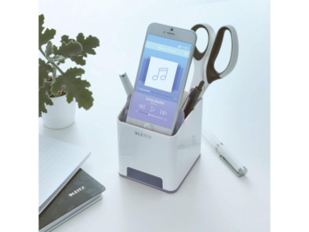 LEITZ Pot à crayons Sound WOW Duo Colour, blanc