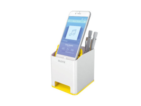 LEITZ Pot à crayons Sound WOW Duo Colour, jaune