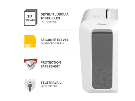Fellowes Destructeur de documents Powershred LX65, blanc