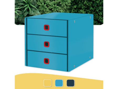 LEITZ Bloc de classement Click & Store Cosy, 3 tiroirs, bleu