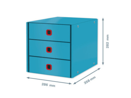 LEITZ Bloc de classement Click & Store Cosy, 3 tiroirs, bleu