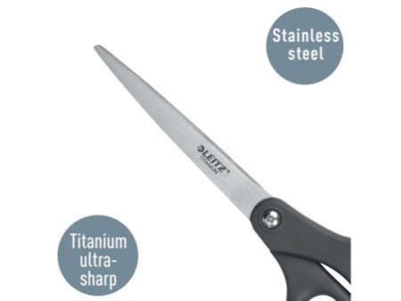 LEITZ Ciseaux Titanium, longueur: 180 mm, rond, gris