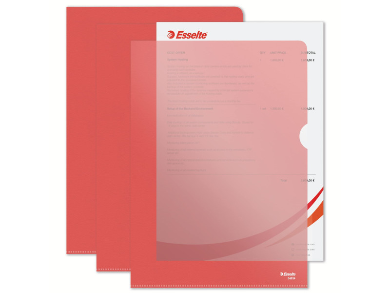 Esselte Pochette coins Standard, A4, PP grainé, rouge