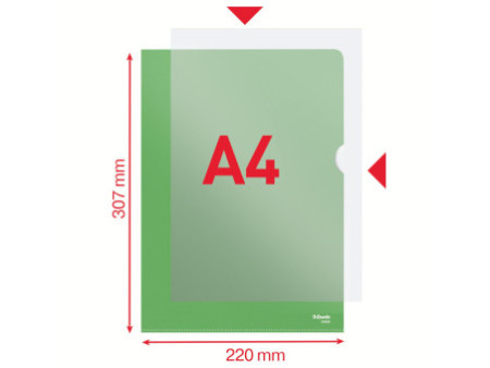 Esselte Pochette coins Standard, A4, PP grainé, vert