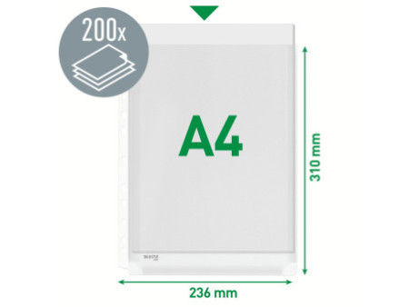 LEITZ Pochette perforée Standard Maxi, format A4, en PVC