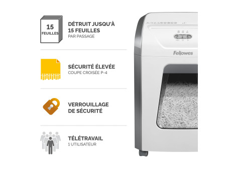 Fellowes Destructeur de documents Powershred 15C, blanc