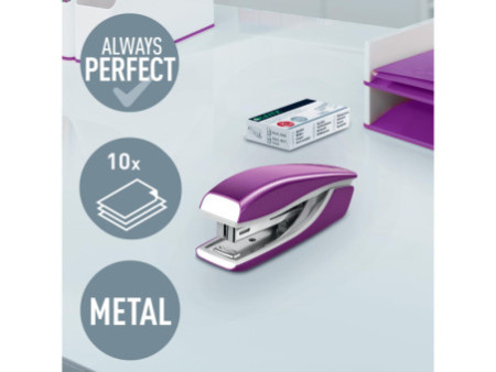 LEITZ Agrafeuse Mini Nexxt WOW 5528, en boîte, violet métal