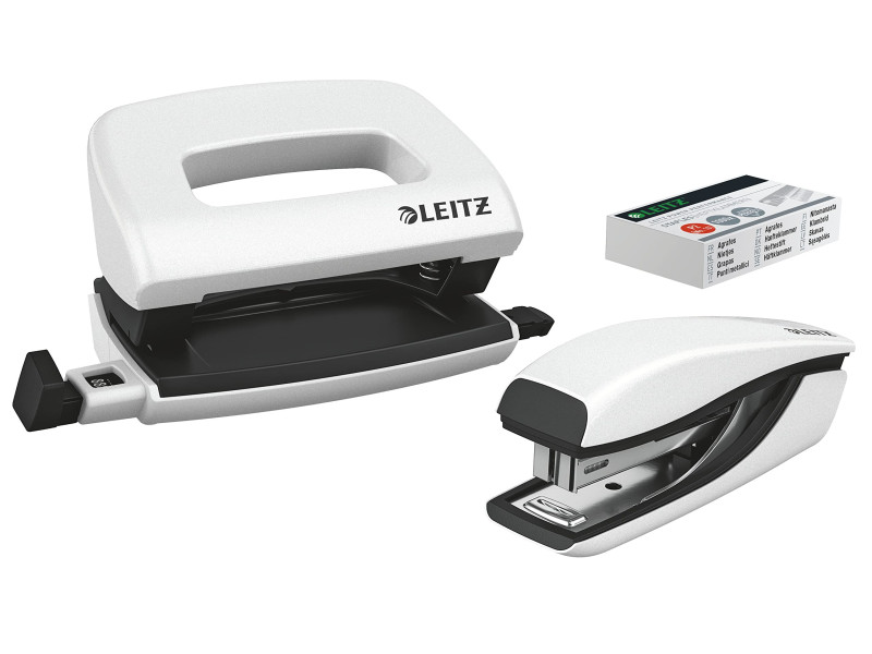 LEITZ Kit mini agrafeuse et perforateur Nexxt WOW, blanc