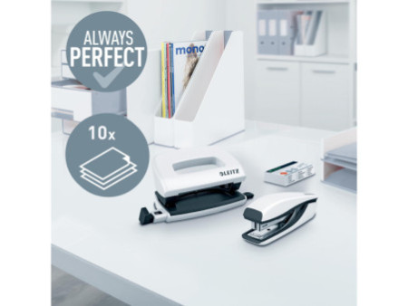 LEITZ Kit mini agrafeuse et perforateur Nexxt WOW, blanc