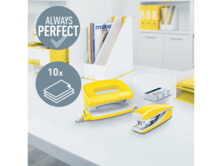 LEITZ Kit mini agrafeuse et perforateur Nexxt WOW, jaune