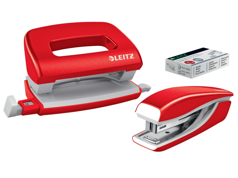 LEITZ kit mini agrafeuse et perforateur Nexxt WOW, rouge