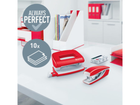 LEITZ kit mini agrafeuse et perforateur Nexxt WOW, rouge