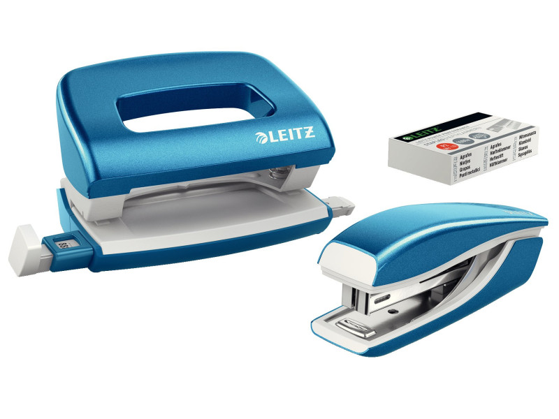 LEITZ kit mini agrafeuse et perforateur Nexxt WOW, bleu