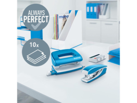 LEITZ kit mini agrafeuse et perforateur Nexxt WOW, bleu