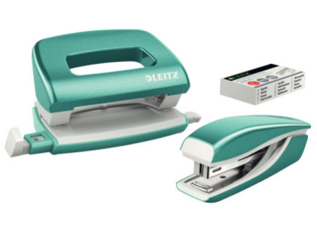 LEITZ Kit mini agrafeuse et perforateur Nexxt WOW, menthe