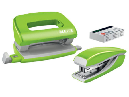 LEITZ Kit mini agrafeuse et perforateur Nexxt WOW, vert