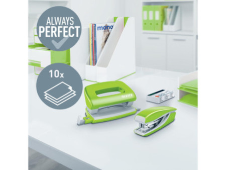LEITZ Kit mini agrafeuse et perforateur Nexxt WOW, vert