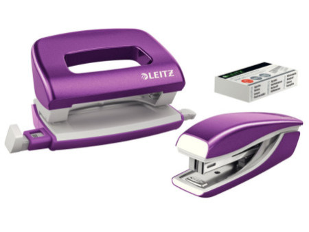 LEITZ Kit mini agrafeuse et perforateur Nexxt WOW, violet