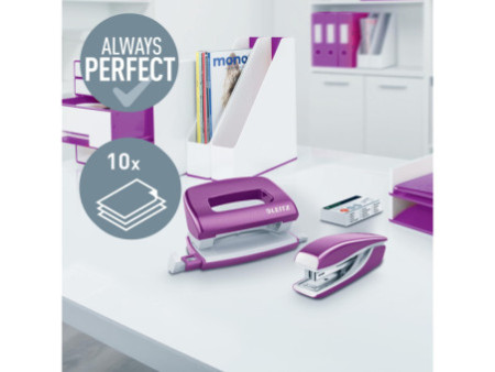 LEITZ Kit mini agrafeuse et perforateur Nexxt WOW, violet