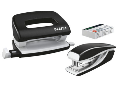 LEITZ Kit mini agrafeuse et perforateur Nexxt WOW, noir