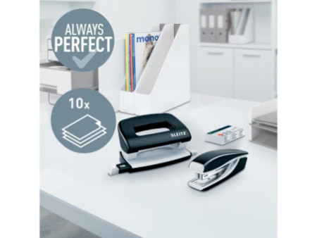 LEITZ Kit mini agrafeuse et perforateur Nexxt WOW, noir