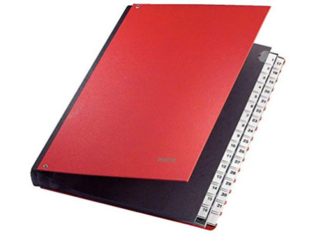 LEITZ Trieur à soufflet, A4, 1-31, 32 compartiments, rouge