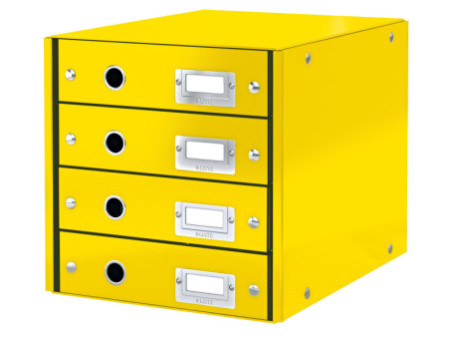 LEITZ Bloc de classement Click & Store WOW, 4 tiroirs, jaune
