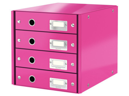 LEITZ Bloc de classement Click & Store WOW, 4 tiroirs, rose