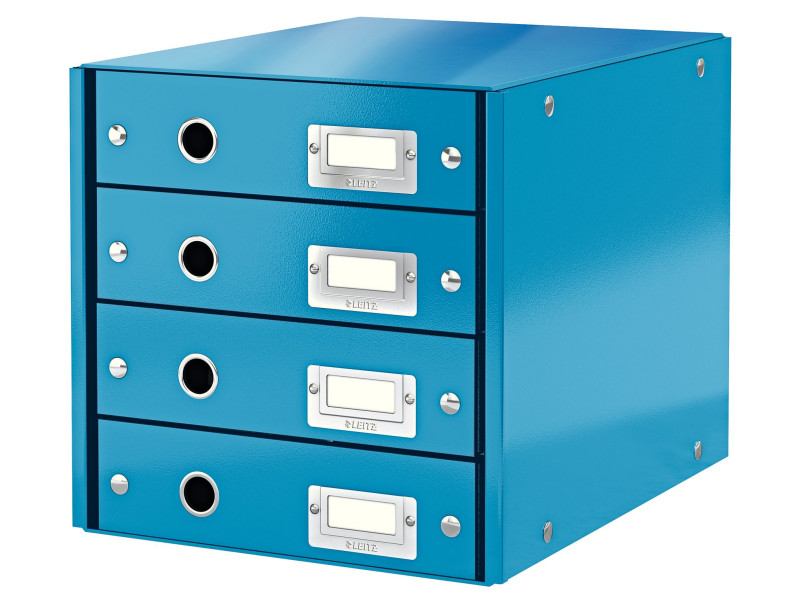 LEITZ Bloc de classement Click & Store WOW, 4 tiroirs, bleu
