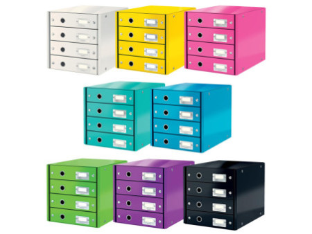 LEITZ Bloc de classement Click & Store WOW, 4 tiroirs, vert