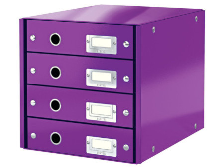 LEITZ Bloc de classement Click & Store WOW, 4 tiroirs,violet