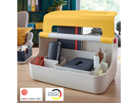 LEITZ Boîte de rangement portable Cosy, gris clair/jaune