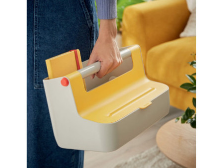 LEITZ Boîte de rangement portable Cosy, gris clair/jaune