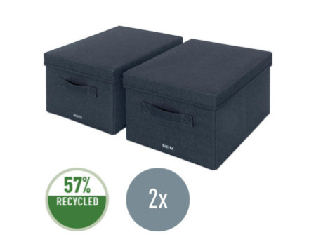 LEITZ Boîte de rangement en tissu, taille M, set de 2, gris