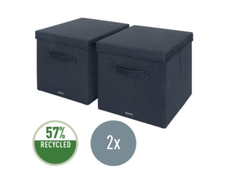 LEITZ Boîte de rangement en tissu, taille L, set de 2, gris