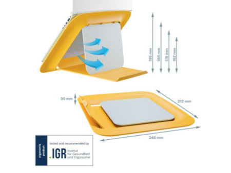 LEITZ Support pour ordinateur portable Ergo Cosy, jaune