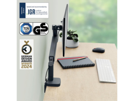LEITZ Bras simple pour écran Ergo, gris velours